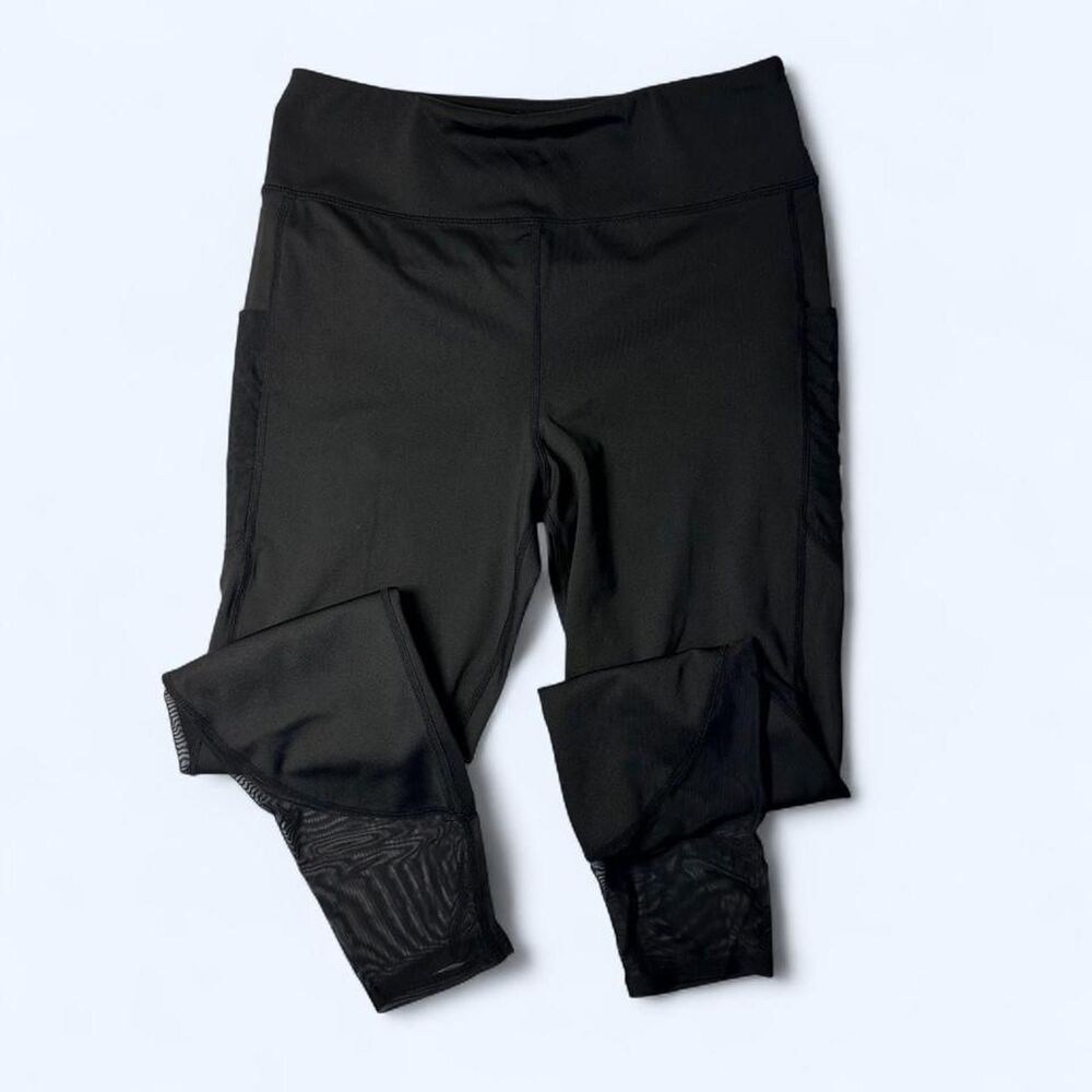 Walkpop Mesh Panel High-Rise Black Leggings Size S